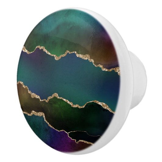 Edgy Agate | Donkere Moody Jewel Tone Mystic Blauw Keramische Knop (Rechts)