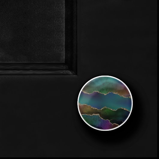 Edgy Agate | Donkere Moody Jewel Tone Mystic Blauw Keramische Knop