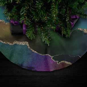 Edgy Agate Donkere Moody Jewel Tone Mystic Blauw Kerstboom Rok