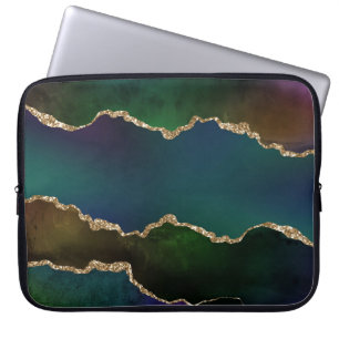 Edgy Agate   Donkere Moody Jewel Tone Mystic Blauw Laptop Sleeve