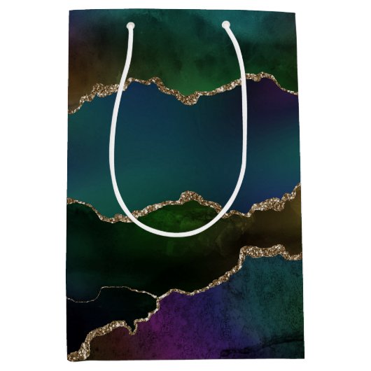 Edgy Agate | Donkere Moody Jewel Tone Mystic Blauw Medium Cadeauzakje (Voorkant)