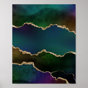 Edgy Agate   Donkere Moody Jewel Tone Mystic Blauw Poster