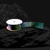 Edgy Agate | Donkere Moody Jewel Tone Mystic Blauw Satijnen Lint