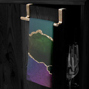 Edgy Agate   Donkere Moody Jewel Tone Mystic Blauw Theedoek