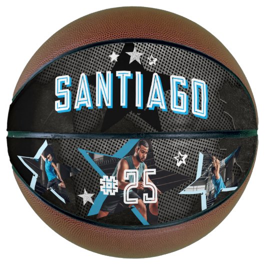 Edgy All-Star Sports Photo Star Design Keepsake Basketbal (Voorkant)