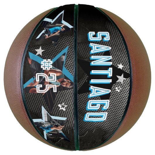 Edgy All-Star Sports Photo Star Design Keepsake Basketbal (Verticaal)