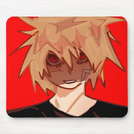 Edgy Anime Boy Aesthetic Mousepad - Red & Black Gr Muismat (Voorkant)