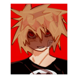 Edgy Anime Boy Grunge Aesthetic  Perfect Poster