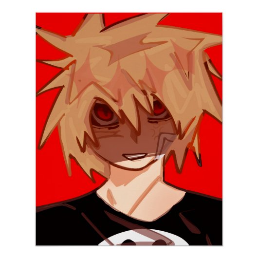 Edgy Anime Boy Grunge Aesthetic Perfect Poster (Voorkant)