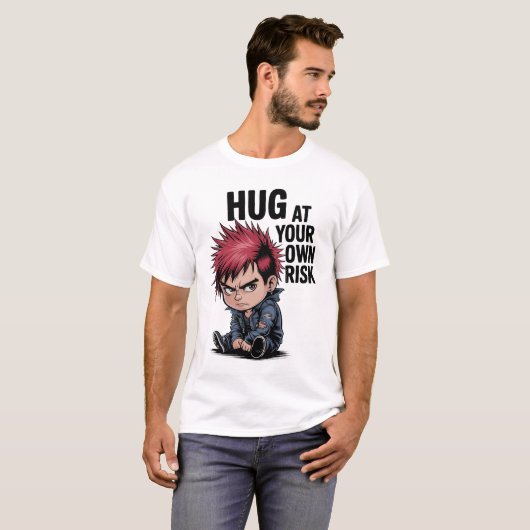 Edgy Anime knuffel op uw risico T-shirt (Voorkant volledig)