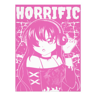 Edgy Anime Meisje "Horrific" Grunge Streetwear Foto Afdruk