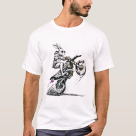 Edgy Biker Bunny Motocross Dirt Bike Pasen T-shirt