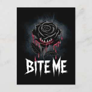 Edgy 'Bite Me' Gothic Roos Design Briefkaart
