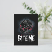 Edgy 'Bite Me' Gothic Roos Design Briefkaart (Staand voorkant)