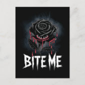 Edgy 'Bite Me' Gothic Roos Design Briefkaart (Voorkant)