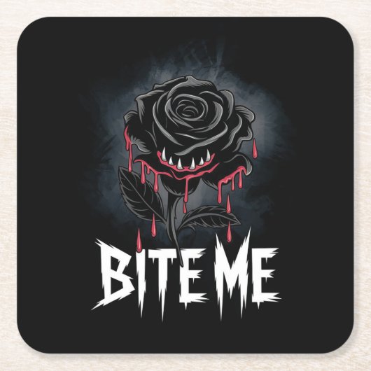 Edgy 'Bite Me' Gothic Roos Design Kartonnen Onderzetters (Voorkant)