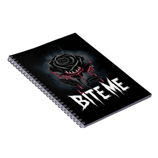 Edgy 'Bite Me' Gothic Roos Design Notitieboek (Rechterzijde)