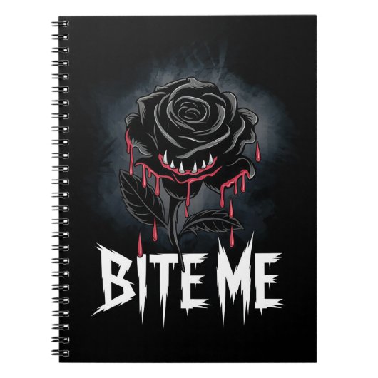 Edgy 'Bite Me' Gothic Roos Design Notitieboek (Voorkant)