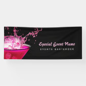 Edgy Black en Pink Splash Bartending Events Spandoek (Horizontaal)
