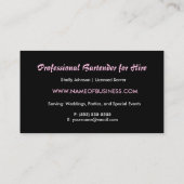 Edgy Black en Pink Splash Evenementen Bartender Visitekaartje (Achterkant)
