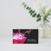 Edgy Black en Pink Splash Evenementen Bartender Visitekaartje (Staand voorkant)