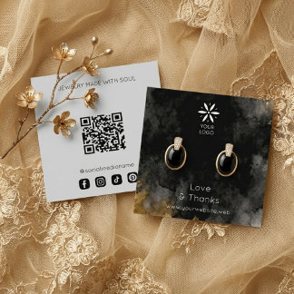 Edgy Black Gold Marble Jewelry Display Card TMF26 Vierkante Visitekaartje