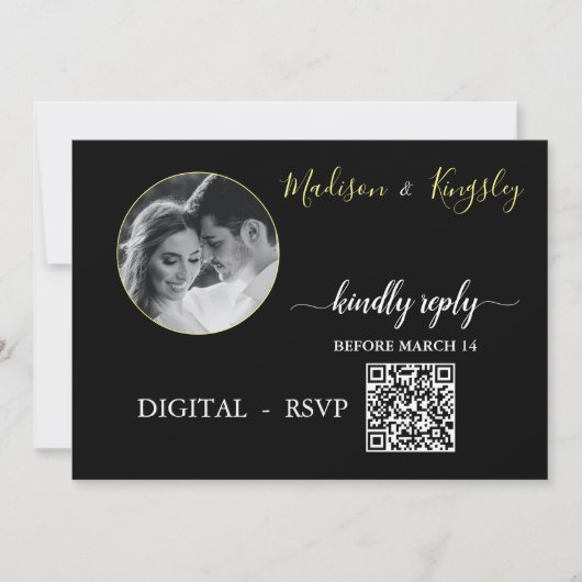Edgy Black Photo Monogram Fab DIGITALE RSVP-KAART Kaart (Voorkant)