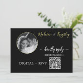 Edgy Black Photo Monogram Fab DIGITALE RSVP-KAART Kaart (Staand voorkant)