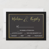 Edgy Black Photo Monogram Fab DIGITALE RSVP-KAART Kaart (Achterkant)