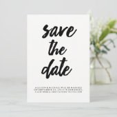 Edgy Black Typography Bewaar de datum | Foto terug Save The Date (Staand voorkant)