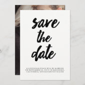 Edgy Black Typography Bewaar de datum | Foto terug Save The Date (Voorkant / Achterkant)