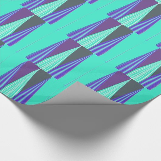 Edgy Blauw Paarse Cyaan Chevron Art Print Cadeaupapier (Hoek)