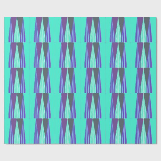 Edgy Blauw Paarse Cyaan Chevron Art Print Cadeaupapier (Vlak)