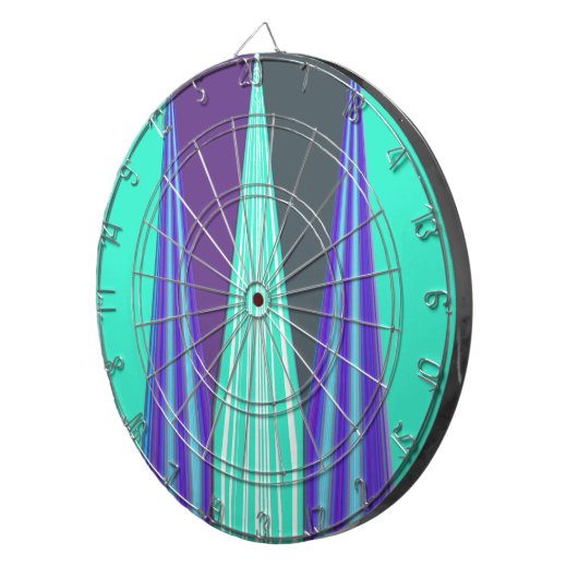 Edgy Blauw Paarse Cyaan Chevron Art Print Dartbord (Voorkant Rechts)