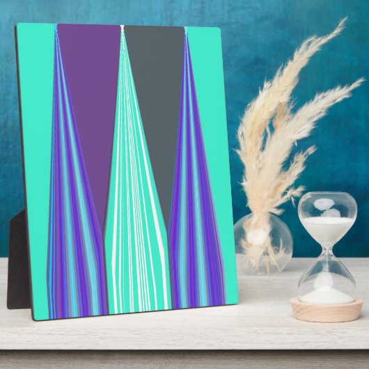 Edgy Blauw Paarse Cyaan Chevron Art Print Fotoplaat (Zijkant)