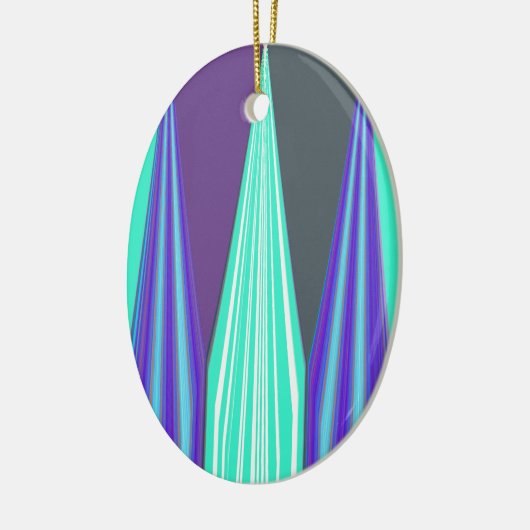 Edgy Blauw Paarse Cyaan Chevron Art Print Keramisch Ornament (Links)
