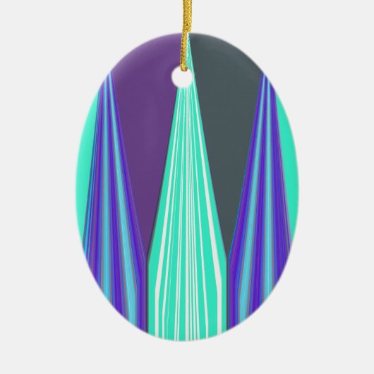 Edgy Blauw Paarse Cyaan Chevron Art Print Keramisch Ornament (Voorkant)