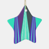 Edgy Blauw Paarse Cyaan Chevron Art Print Keramisch Ornament (Rechts)