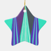 Edgy Blauw Paarse Cyaan Chevron Art Print Keramisch Ornament (Voorkant)