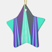 Edgy Blauw Paarse Cyaan Chevron Art Print Keramisch Ornament (Links)
