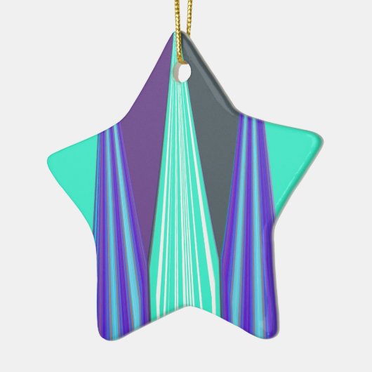 Edgy Blauw Paarse Cyaan Chevron Art Print Keramisch Ornament (Links)