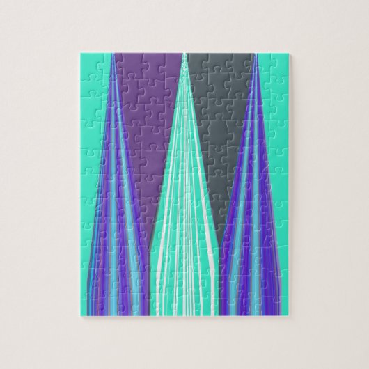 Edgy Blauw Paarse Cyaan Chevron Art Print Legpuzzel (Verticaal)