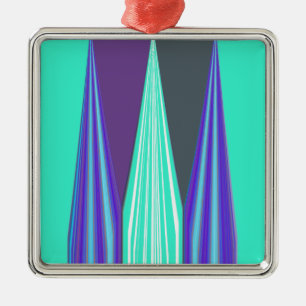 Edgy Blauw Paarse Cyaan Chevron Art Print Metalen Ornament