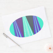 Edgy Blauw Paarse Cyaan Chevron Art Print Ovale Sticker (Envelop)