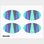 Edgy Blauw Paarse Cyaan Chevron Art Print Ovale Sticker (Vel)