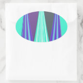 Edgy Blauw Paarse Cyaan Chevron Art Print Ovale Sticker (Tas)