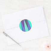 Edgy Blauw Paarse Cyaan Chevron Art Print Ronde Sticker (Envelop)