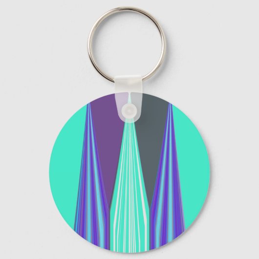 Edgy Blauw Paarse Cyaan Chevron Art Print Sleutelhanger (Voorkant)