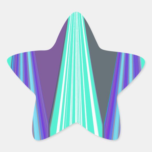 Edgy Blauw Paarse Cyaan Chevron Art Print Ster Sticker (Voorkant)