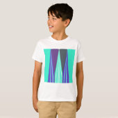 Edgy Blauw Paarse Cyaan Chevron Art Print T-shirt (Voorkant volledig)